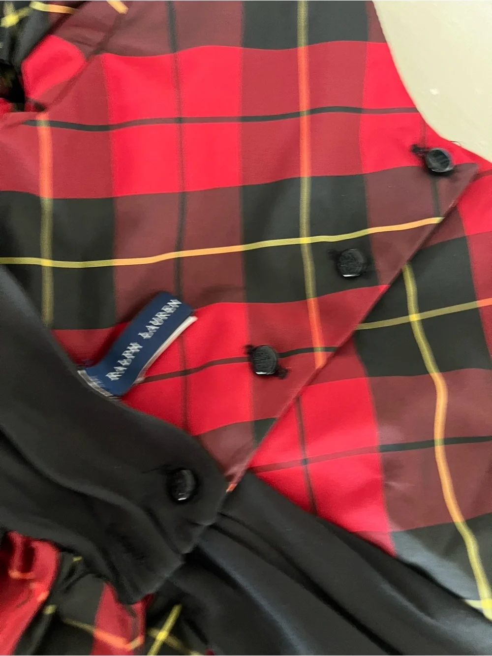 Ralph Lauren Girls Size 6 Red Tartan Plaid Party Dress Black Sash Holiday